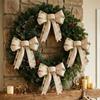 Double Layer Christmas Ribbon Accent Set of 2, Fabric Hanging Pieces for Tree Entry Wall Wreath and Gift Finish