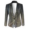 Womens Gradient Starry Sky Print Blazer Slim Fit Business Casual Jacket With Notched Lapel Single Button