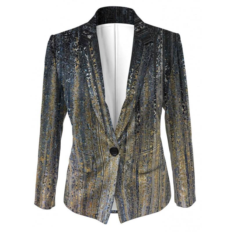 Womens Gradient Starry Sky Print Blazer Slim Fit Business Casual Jacket With Notched Lapel Single Button