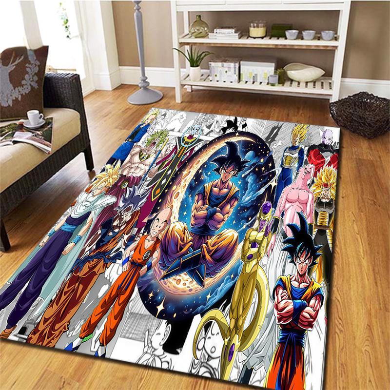 Tappeto Dragon Ball Z per Soggiorno Camera da Letto Casa Decorazione Divano, Tappetino Antiscivolo per Giochi Bambini