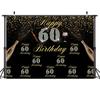7x5ft Happy 18th 40th 50th Birthday Backdrop Black Gold Balloons Golden Glitter Sparkling Stars Men Women Baby Party Backdrop