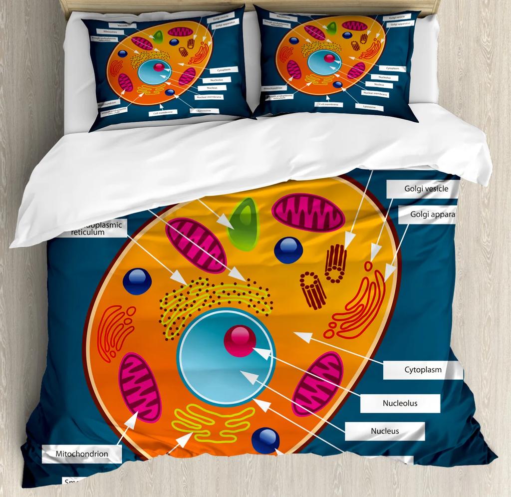 Capa de Edredom King Ciência Bases do DNA Química Biotecnologia Jogo de Cama Educacional Quarto de Dormitório Universitário Macia Poliéster Capa de Colcha