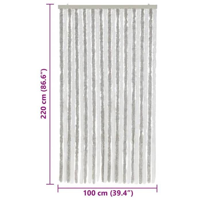 VidaXL Rideau Anti-mouches, Store Anti-insectes avec Crochet, Rideau de Porte Longueur et Largeur Réglables, Gris Clair et 377316