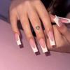 Elegant French White Detachable Press-On Nails with Long Pipe Wearable Tips