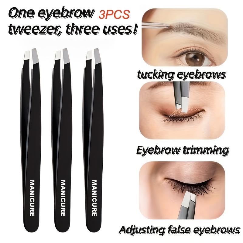 3pcs High-Quality Stainless Steel Eyebrow Tweezers Hair Removal Tweezers Specialized for Beard Plucking Slant Tip Eyebrow Clip