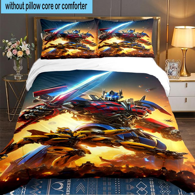 Car robots Battle 3PCS Bedding set,Ideal for 1pc Duvet Cover And 2pcs Pillowcases Perfect for Fan gift,Ideal for Bedroom, Dormitory
