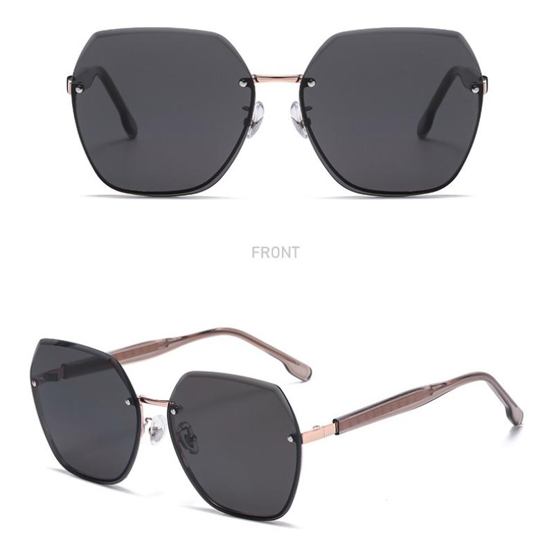 Fashion Frameless Trimmed Women's Temperament Square Frame Sunglasses Travel Sunglasses