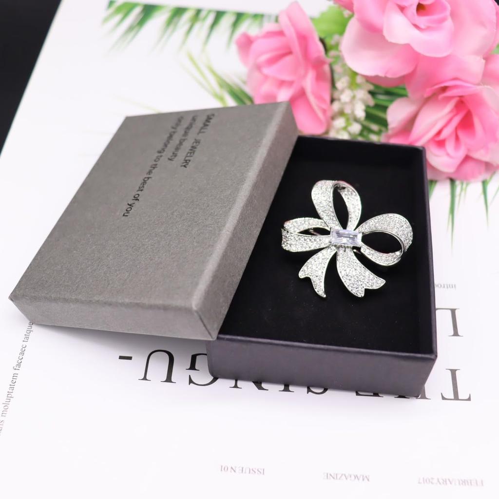 Zircon Ribbon Flower Brooch Crystal Flower Corsage Sparkling Diamond Flower Chest Decoration Gift for Mothers Such As Entrance Ceremonial Ceremonies,