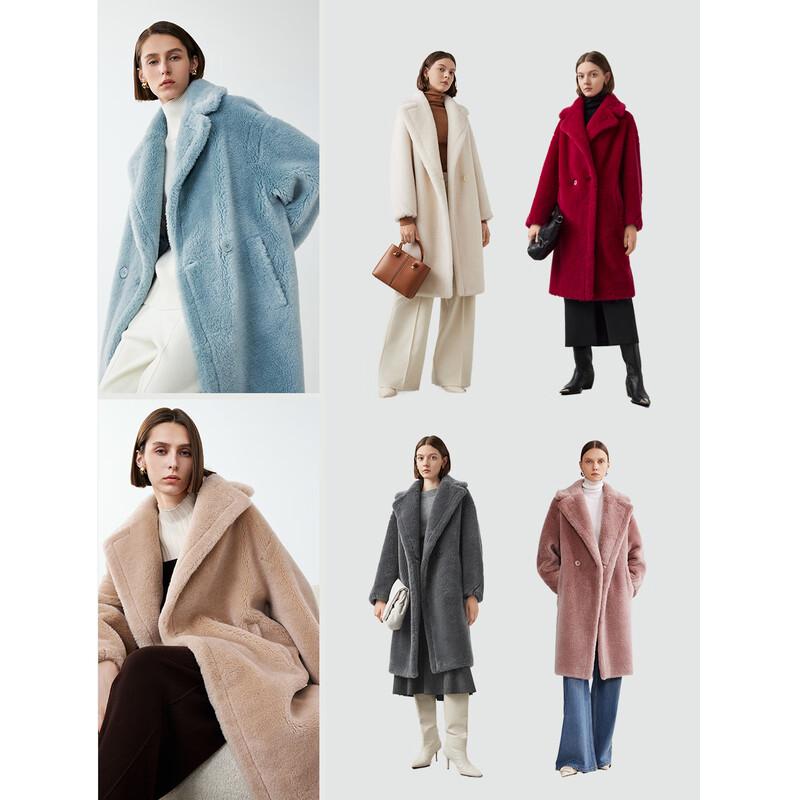 

LANCY Ван Чуран Стиль Шерстяное пальто с меховым воротником L