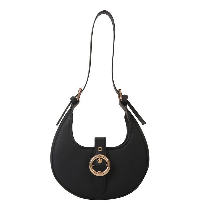 Modern Crescent Shape Shoulder Bag With Trendy Stitching And Patchwork Elements