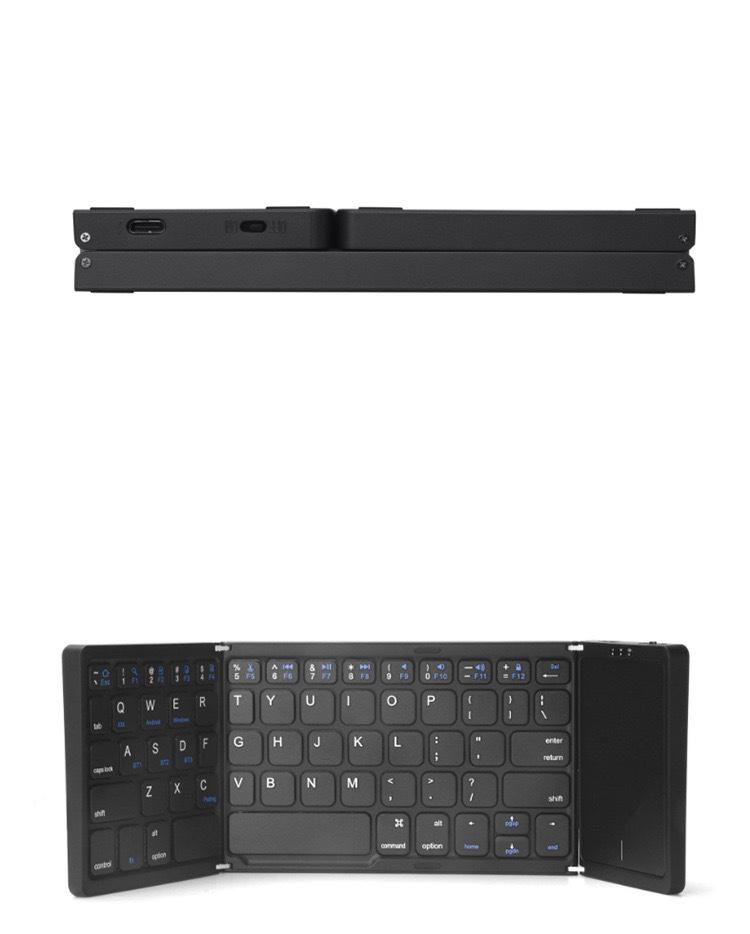 B089T Three-Fold Wireless Bluetooth Keyboard with Touchpad for Phones, Tablets, and Computers.