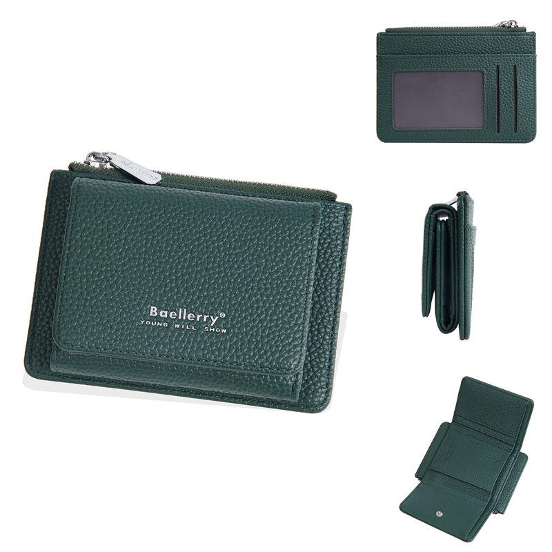 Baellerry Women Tri-fold Short Wallets Artificial Leather Fashion Zipper Coin Purse Card Holder