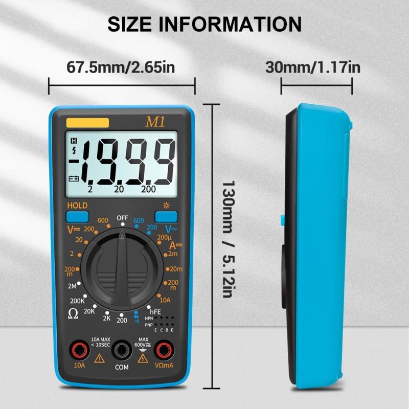 Pocket Sized Digital Multimeter Measuring Tool with Auto Ranging Backlights Display for Electronic Repairs Professional