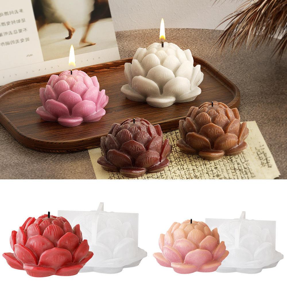3D Lotus Flower Shape Candle Silicone Mould DIY Day of Dead Decoration Handmade Soap Model Plaster Aromatherapy Mold Wholesale
