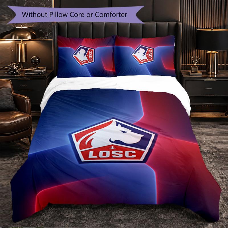 LOSC Lille FC Bettwäsche-Set 3-teilig Bettbezug-Set Dekorative Bettwäsche für Jugendzimmer Heimdekoration