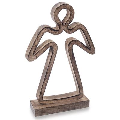 Wooden Angel Figure Angel Decorative Ornament Figurine Standing 29 Cm