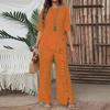 Women's Asymmetrical Top and Wide Leg Pants Set
