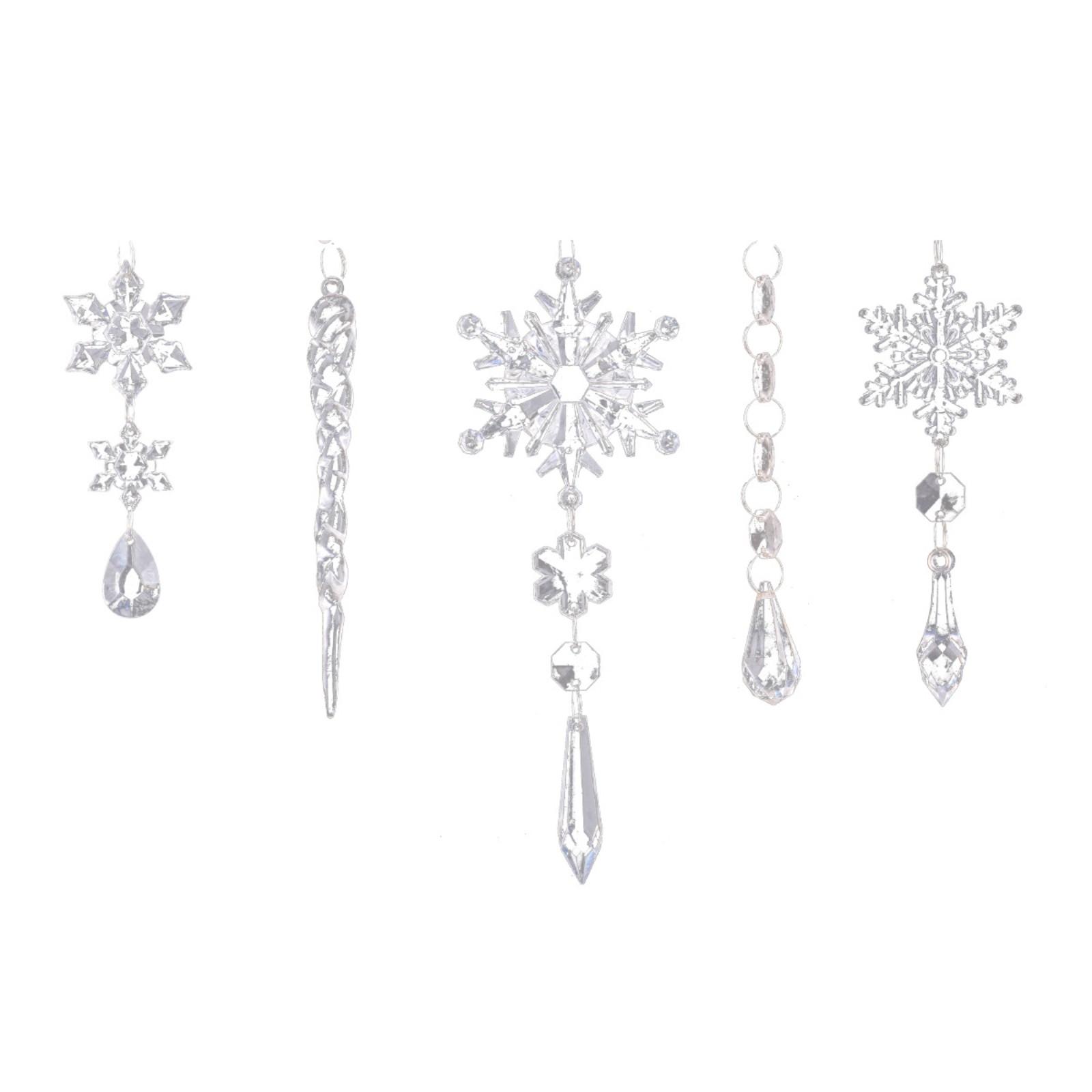 

Подвеска в виде снежинки, набор из Рождественской прозрачной сосульки, подвеска в виде елки One Size белый