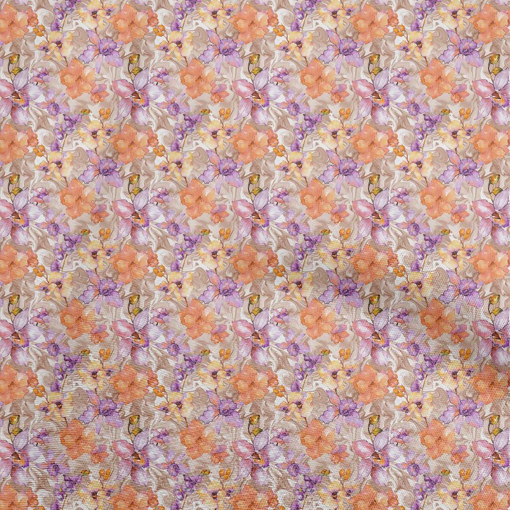 oneOone Cotton Flex Gray Fabric Watercolor Floral Sewing Craft Projects Fabric Prints By Yard 40 Inch
