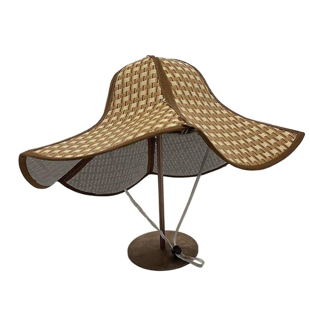 

Foldable Beach Hat Large Eaves Hexagonal Hat Practical Fan Cap khaki-small
