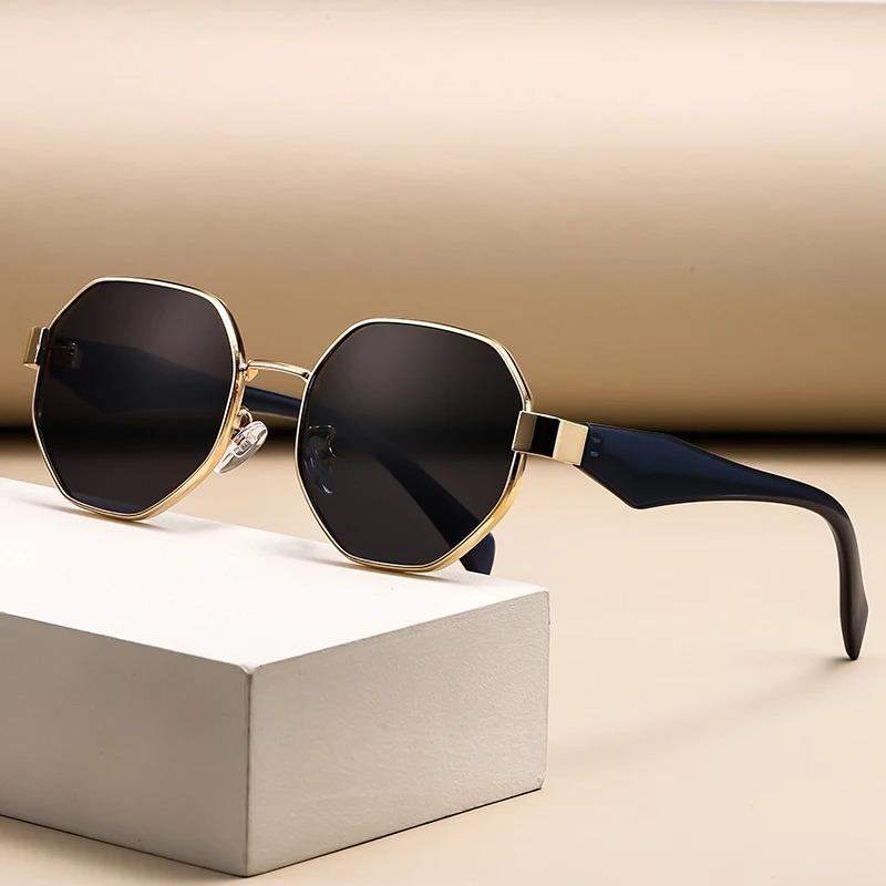 Men Luxury Sun Glasses - Uv400 New Retro Brand Designer Decorative Sunglasses Women Fashion Polygonal Metal Frame Sunglasses