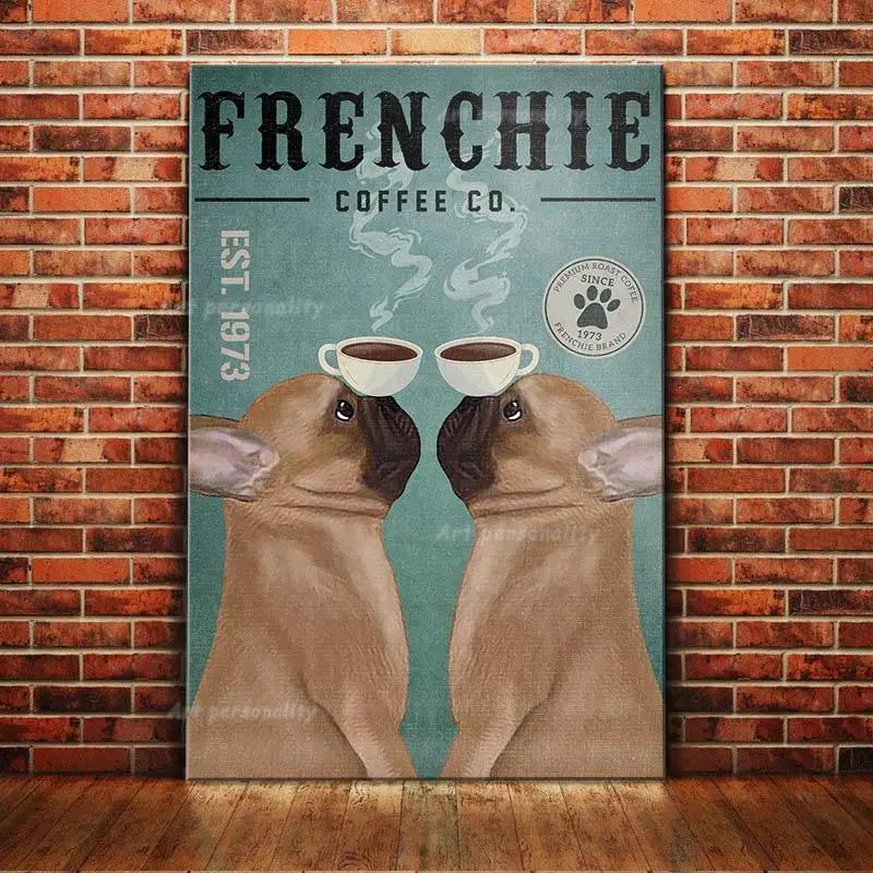 

Французький бульдог Кавовий клуб Собаки Металева табличка Смішний постер з бляхи для картоплі фрі Домашній декор Настінний декор для бару Картина Постер для любителя собак 8x12 дюймів 20x30cm（7.8x11.8inch）