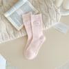 Ladies Winter Plush Thickened Warm Sweet Embroidered Bow Wool Pile Pile Socks