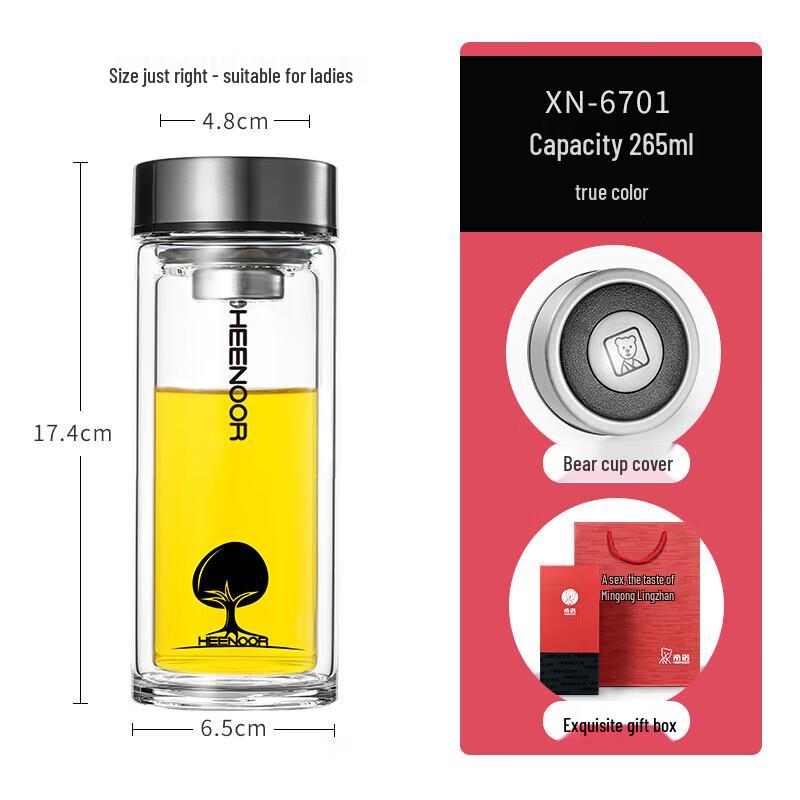 Heenoor Double Wall Glass Tea Infuser Bottle