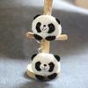 Charming Plush Panda Head Keychain Fluffy And Soft Bag Decoration Toy