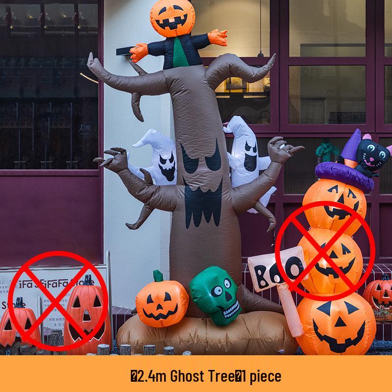Large Halloween Pumpkin Lantern with Ghost and Spider Décor