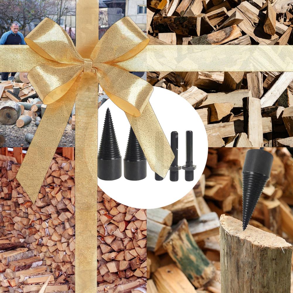 

42mm+32mm Firewood Drill Bit Set W/3 Drilling Handles Wood Splitting Screw Cone Detachable for Electric Drill Kindling Splitter China Mainland