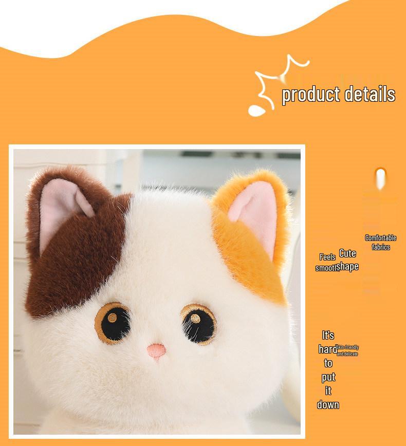 Cute Cat Plush Toy Trio: Siamese, Black, and Calico Soothing Dolls for Kids