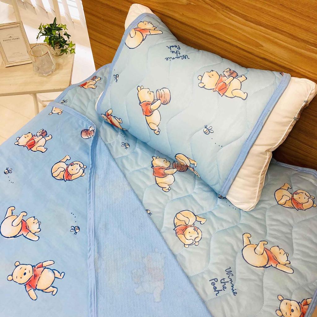 MORIPiLO Disney Cooling Mattress Single the Pooh Honey Summer Cooling Disney Morishita Pillows Pad, (Winnie Sheet), Blue, 100x200cm, Merchandise, Bed,