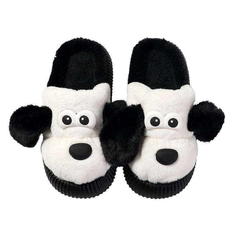 Cartoon Welpen Mao Mao Hausschuhe 2025 Herbst und Winter neu Indoor Zuhause warm rutschfest Halbschlepp Baumwollhausschuhe Damen
