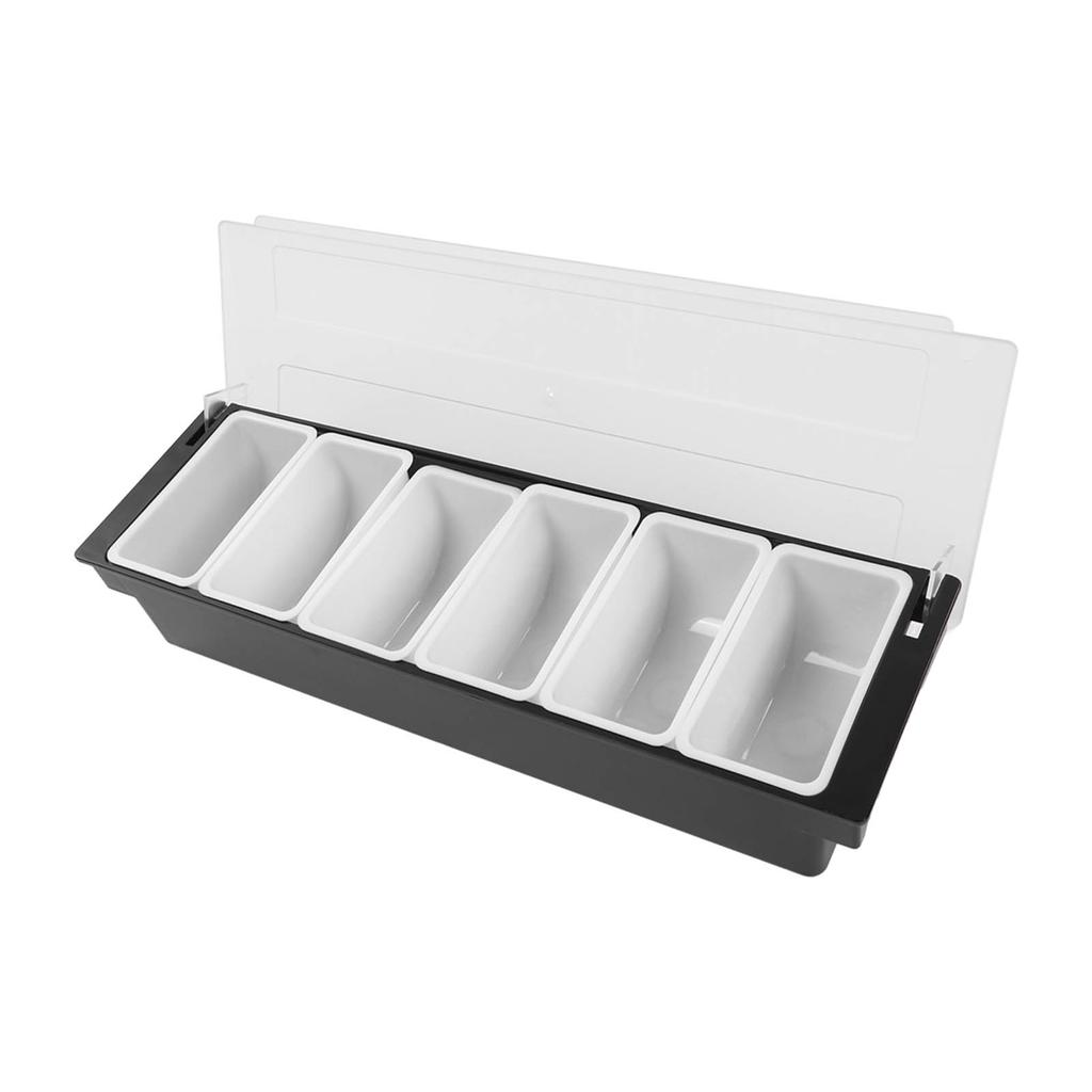 Kitchen Seasoning Box with Cover Multi Grids Spice Box for Home Salt Sugar Nut Candy Dried Fruit Black 6 Grids
