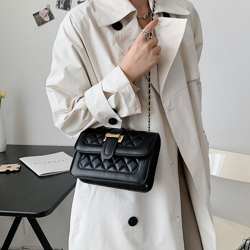 Fashionable Urban Chic Diamond Quilted Chain Shoulder Bag Stylish Small Pu Crossbody