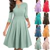 Damen Vintage 3/4 Ärmel Ausgestelltes A-Linien Swing Lässiges Partykleid