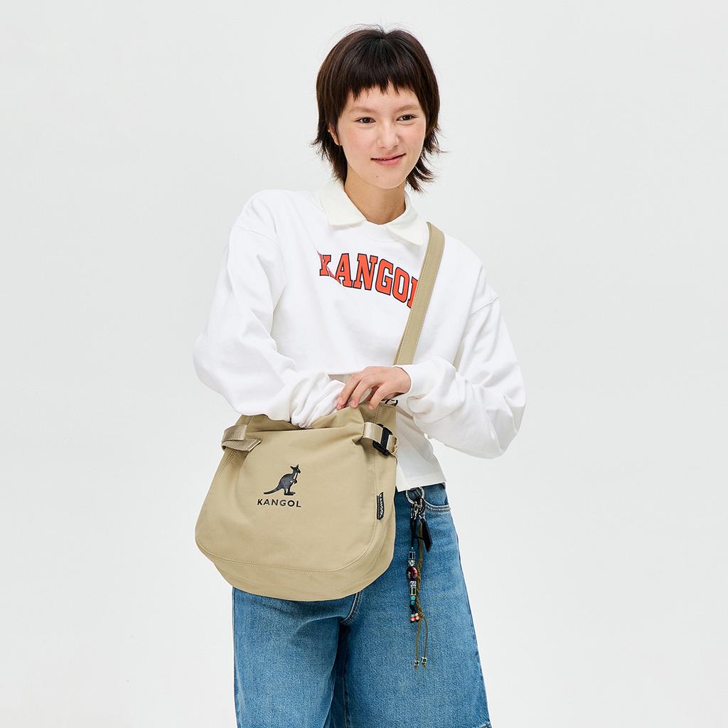 New KANGOL Nylon Large Capacity Shoulder Bag Crossbody Bag Unisex Glacier Blue/Black/Peach Pink/Mint Green/Khaki KGC1510