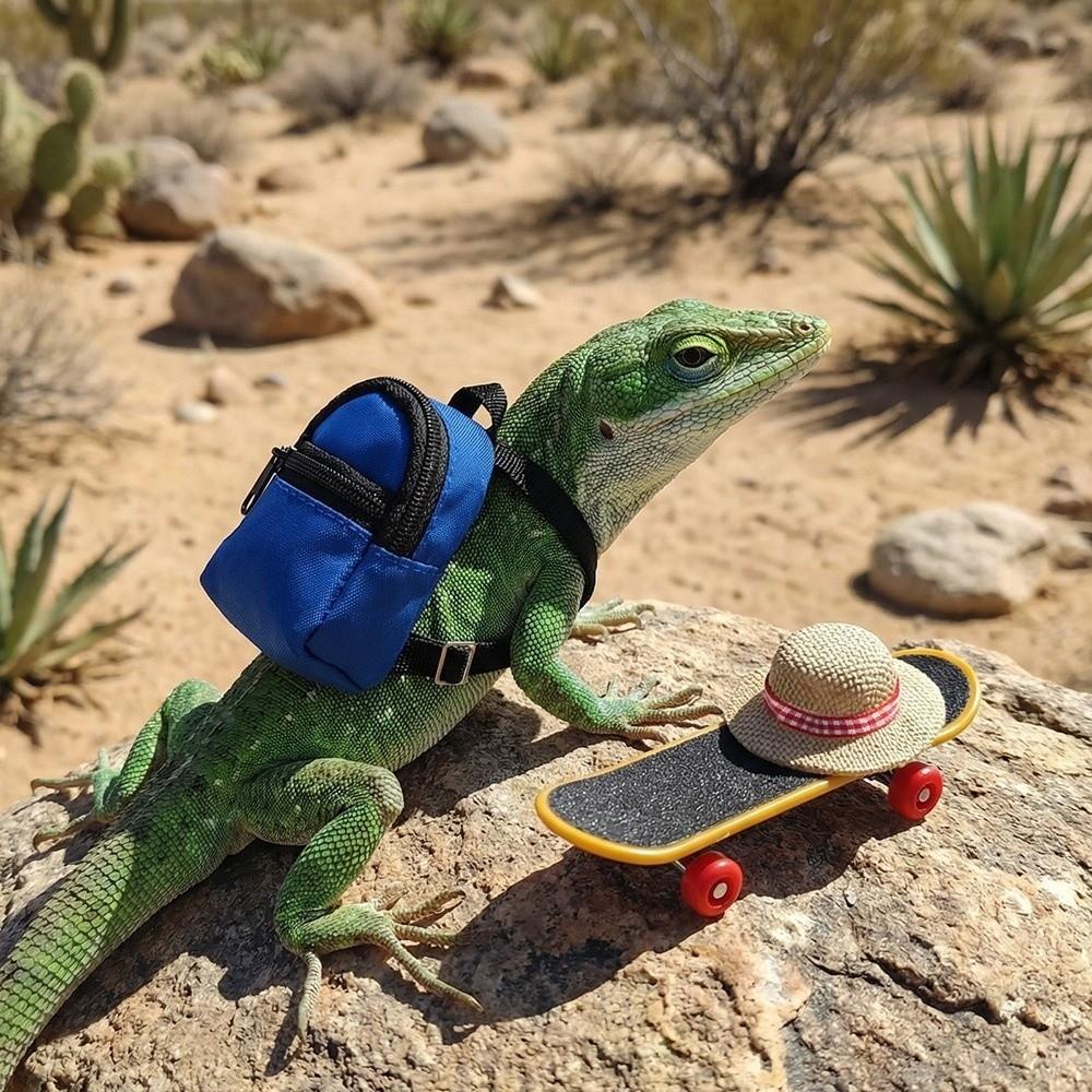 Funny Pet Skateboard Toys Set Creative Parrot Skateboard Lizard Mini Scooter  Photograph Prop