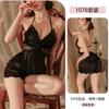 Sexy Satin Pajamas, Butterfly Halter Tops with Chest Pads, Large-sized Erotic Underwear, Pure Desire Uniform Set for Women 1076