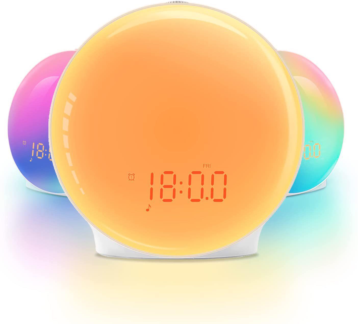 Светодиодный будильник с имитацией восхода и заката и 7-цветной ночной подсветкой 10W