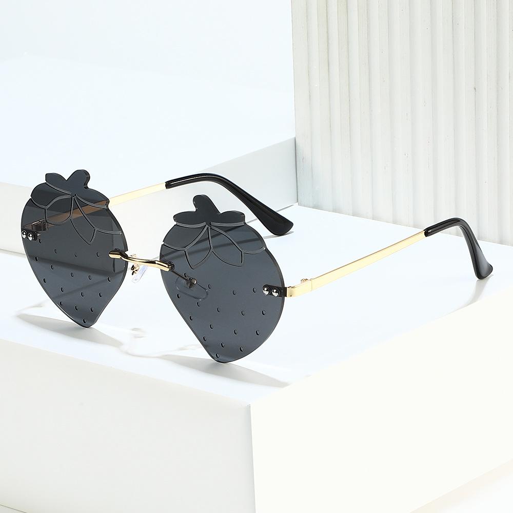 Personalized Rimless Peach Sunglasses Men'S And Women'S Tide Dance Party Concave Sunglasses Hip-Hop Glasses