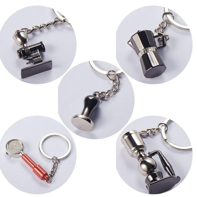 Stylish Coffee Themed Keychain Miniature Espresso Tool Keychain Authentic Coffee Accessories Charm for Fashion Lovers