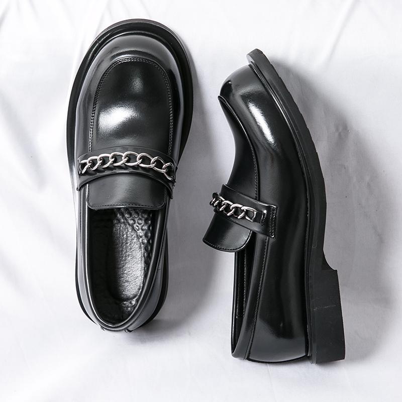 Fashion Retro Round Toe College Style Mens Fashion Slip-On Loafers Business Shoes Luxury Goods Formal Dress Shoes Gentleman Party Shoes
