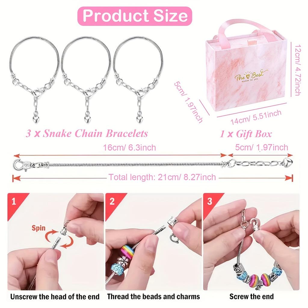 67pcs Pink Series Beaded Jewelry Making Supplies Jewelry Bracelet Making Kit, Beaded Jewelry Making, Birthday Pink Craft Gifts