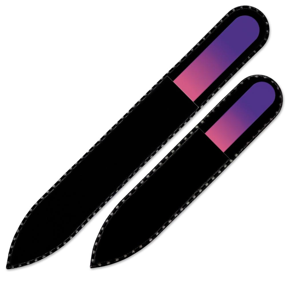 Set mit 2 Regenbogen-Kristall-Nagelfeilen, handgefertigt aus tschechischem gehärtetem Glas R-MS