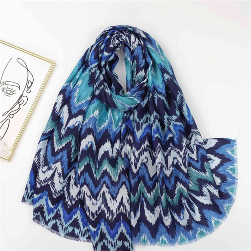 Winter Thick Viscose Scarves Women Bohemian Wave Striped Fringe Shawls And Wraps Pashmina Stole Bufandas Muslim Sjaal 180*90Cm