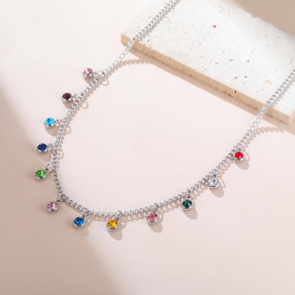 Cazador Colorful Clear Zircon Charms Women's Necklaces 2026 Stainless Steel Trendy Jewelry Choker Necklaces Valentine Gift 2026