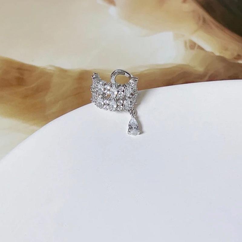 Super flash zircon water drop ear clips personalized Internet celebrities with the same style without ear piercings earbone clips ins wind light