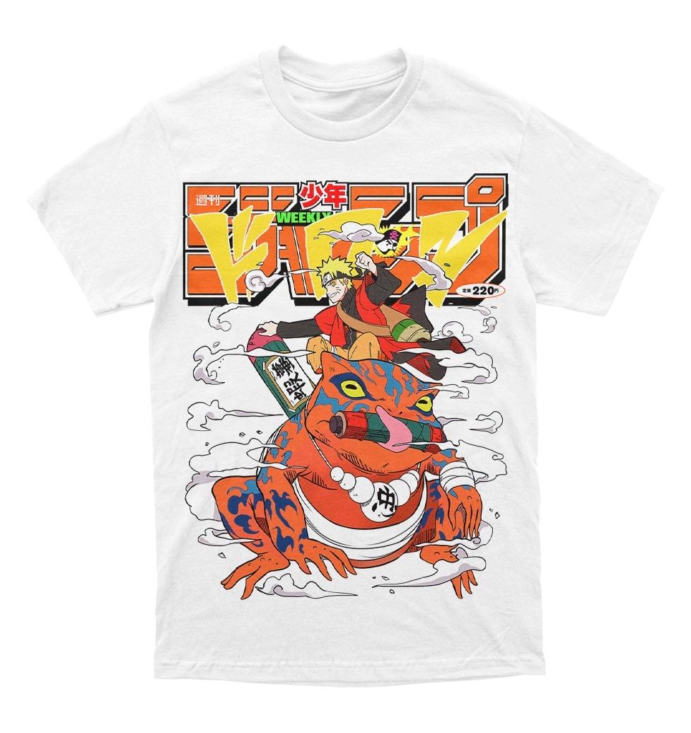 

Naruto Uzumaki Sage Mode Gamakichi Cover Graphic T-Shirt Men Women Anime Casual Cotton Streetwear Fans Top S разноцветный